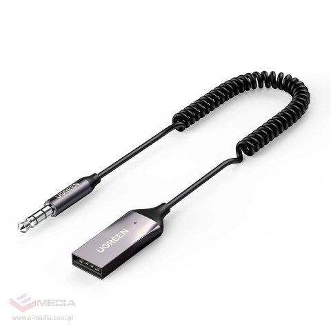 Ugreen odbiornik dźwięku Bluetooth 5.3 kabel USB adapter audio AUX jack czarny (70601 CM309)