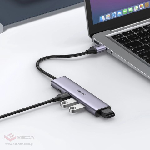 Ugreen rozdzielacz HUB USB - 4x USB 3.0 szary (CM473 20805)