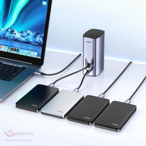 Ugreen wielofunkcyjna stacja dokująca HUB 12w1 USB C USB HDMI DP RJ45 AUX SD TF szara (CM555)