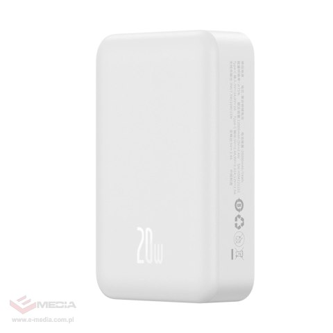 Powerbank Baseus Magnetic Mini 20000 mAh 20W - biały + kabel USB-C / USB-C