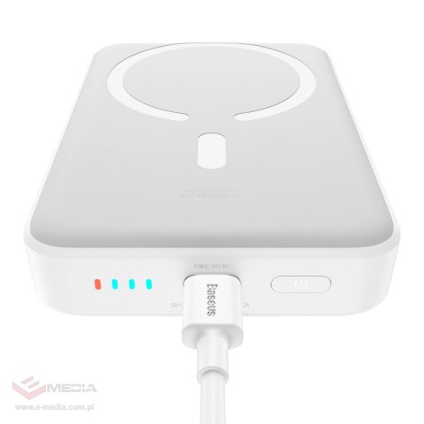 Powerbank Baseus Magnetic Mini indukcyjny 10000mAh 30W - biały + kabel USB-C - USB-C