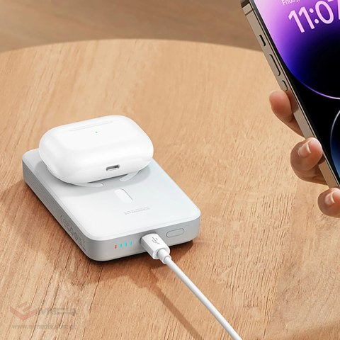 Powerbank Baseus Magnetic Mini indukcyjny 10000mAh 30W - biały + kabel USB-C - USB-C