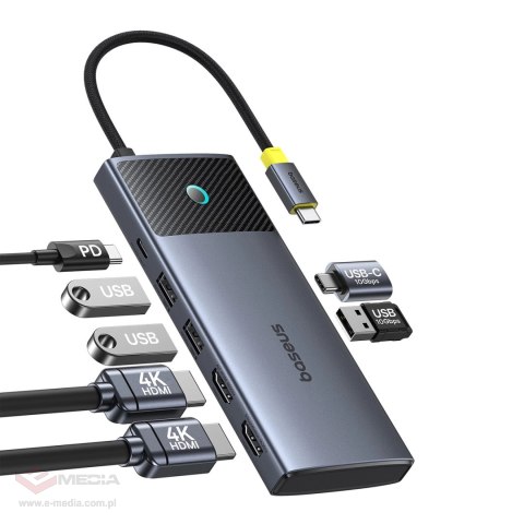 HUB Baseus Metal Gleam Series II 7w1 USB-C - USB-C PD100W / 2x USB-A / 2x HDMI 4K / USB-A 3.0 / USB-C 3.0