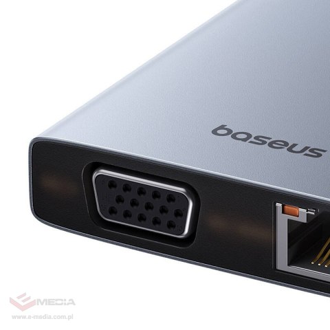 Hub 13w1 Baseus PortalJoy USB-C do HDMI+DP+VGA+C+USB+PD+RJ45+SD/TF+3.5mm (szary)