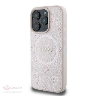 Etui Guess Saffiano Peony Classic Logo MagSafe na iPhone 16 Pro - różowe