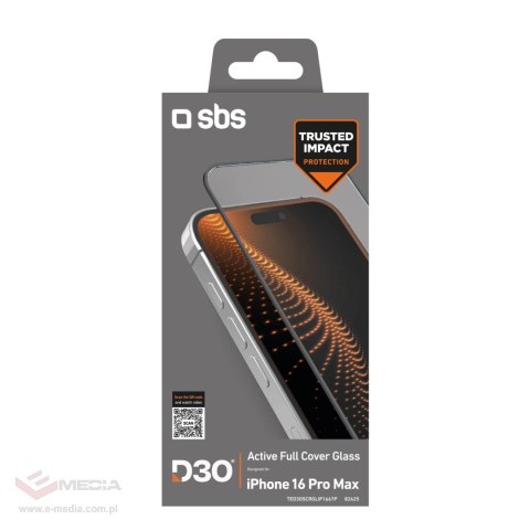 Szkło hartowane SBS Tempered Glass D3O z ramką do iPhone 16 Pro Max