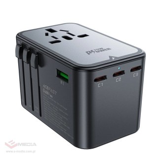 Adapter ładowarka podróżna Acefast Z1 GaN 75W PD 3x USB-C 2x USB-A - czarny