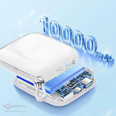 Joyroom powerbank 10000mAh Jelly Series 22.5W z wbudowanym kablem Lightning biały (JR-L003)