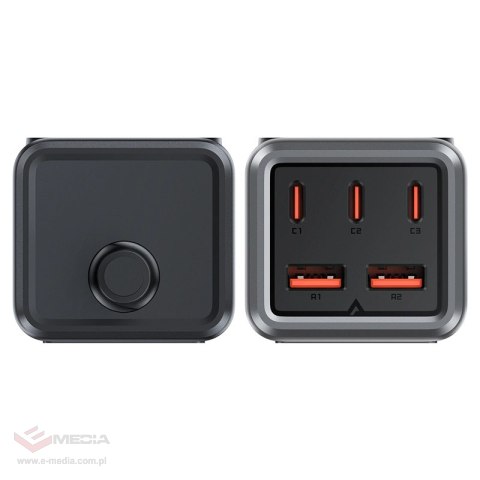 Ładowarka biurkowa Acefast Z2 GaN 75W PD 3x USB-C 2x USB-A - czarno-szara