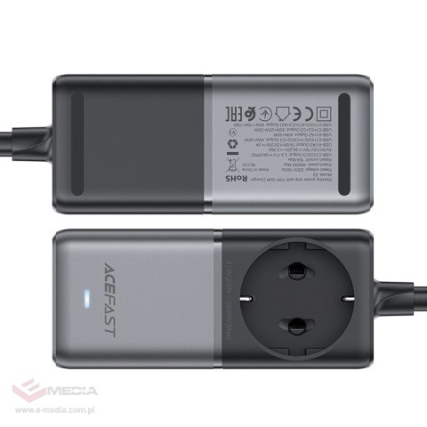 Ładowarka biurkowa Acefast Z2 GaN 75W PD 3x USB-C 2x USB-A - czarno-szara