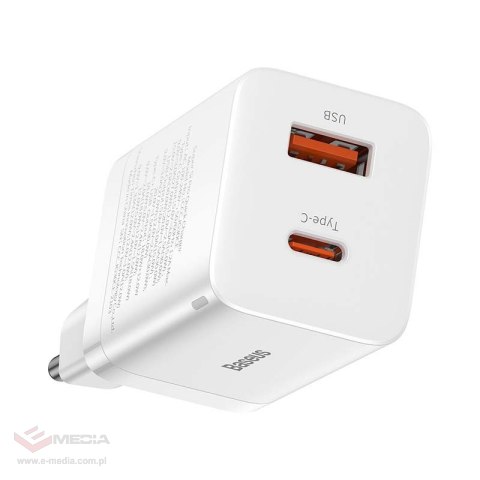 Ładowarka sieciowa Baseus Super Si Pro Quick Charger USB + USB-C 30W (biała)