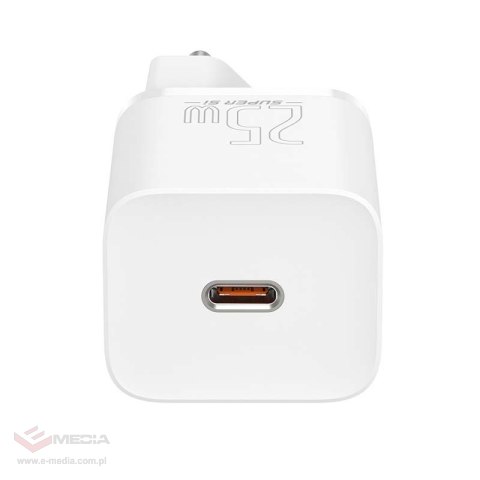 Ładowarka sieciowa Baseus Super Si Quick Charger 1C 25W z przewodem USB-C do USB-C 1m (biała)