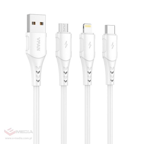 Kabel USB do Lightning VFAN Colorful X12, 3A, 1m (biały)