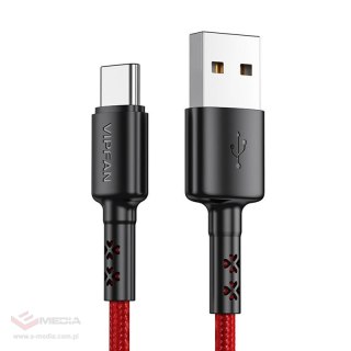 Kabel USB do USB-C VFAN X02, 3A, 1.8m (czerwony)