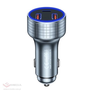 Ładowarka samochodowa 2x USB, USB-C REMAX RCC327, 83W (metaliczna)