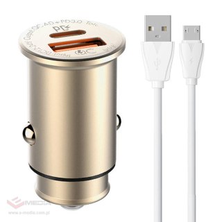 Ładowarka samochodowa LDNIO C506Q USB, USB-C + Kabel MicroUSB