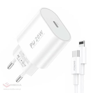 Ładowarka sieciowa Foneng EU39 20W, 1x USB, PD 3.0 + Kabel USB C do Lightning