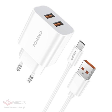 Ładowarka sieciowa Foneng EU45 12W, 2x USB + Kabel USB Micro