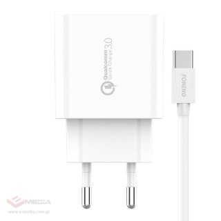 Ładowarka sieciowa Foneng EU46 18W, 1xUSB, QC 3.0 + Kabel USB typ C