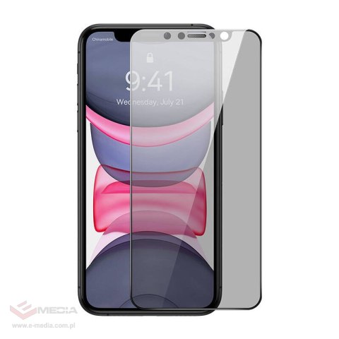 Szkło hartowane z filtrem prywatyzującym 0.3mm Baseus do iPhone 11/XR