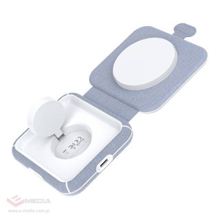 Bezprzewodowa ładowarka indukcyjna 2w1 Choetech T323, MagSafe & MFI (szara)