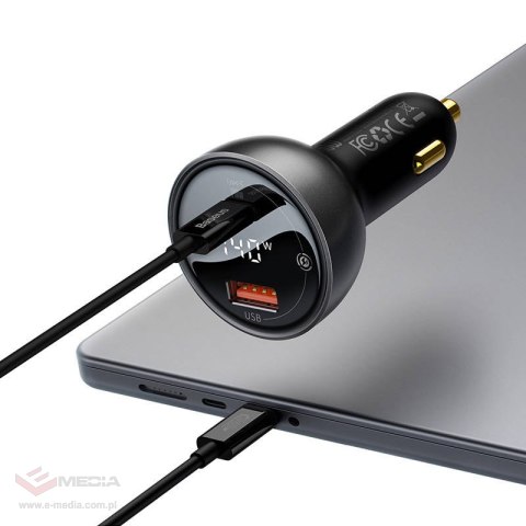 Ładowarka samochodowa Baseus Superme USB, USB-C, 140W (czarna)