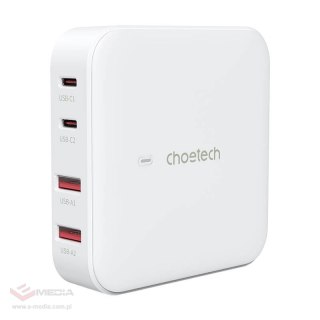 Ładowarka sieciowa Choetech PD8008, 2x USB-C, 2x USB-A, GaN, 100W (biała)