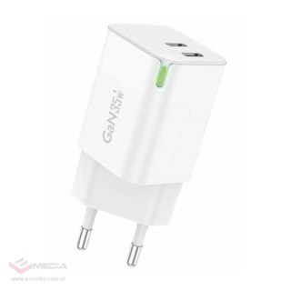 Ładowarka sieciowa Foneng GaN 35W 2x USB-C (biała)