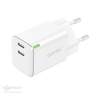 Ładowarka sieciowa Foneng GaN 35W 2x USB-C (biała)