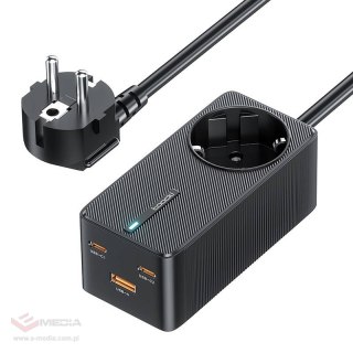 Ładowarka sieciowa Toocki 2xUSB-C + USB + USB DO USB-C, 1.5m, GaN 67W (czarna)