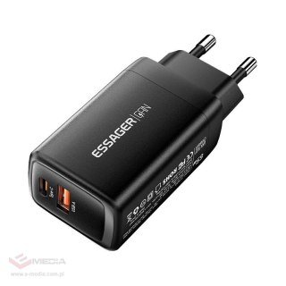 Ładowarka USB-C+USB-A 65W Essager GaN (czarna)