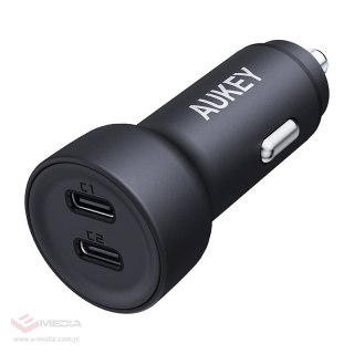 Ładowarka samochodowa Aukey CC-Y23, 2xUSB-C, 65W (czarna)