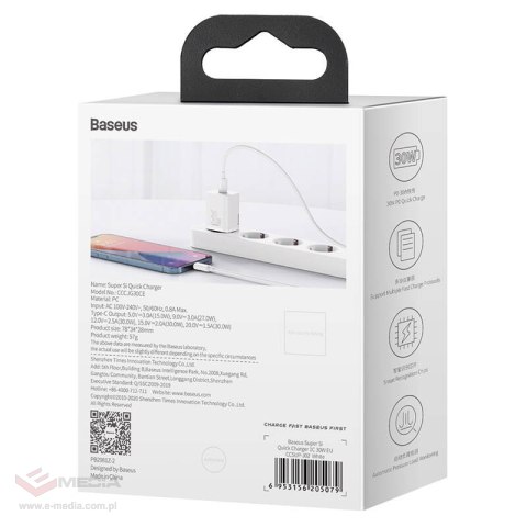 Ładowarka sieciowa Baseus Super Si Quick Charger 1C 30W (biała)