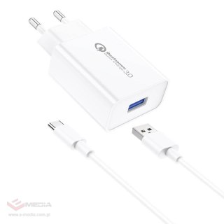 Ładowarka sieciowa Foneng EU13 + kabel USB do USB-C, 3A (biała)