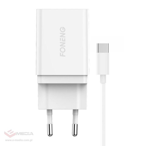 Ładowarka sieciowa Foneng K300 18W, 1x USB + kabel USB do USB-C