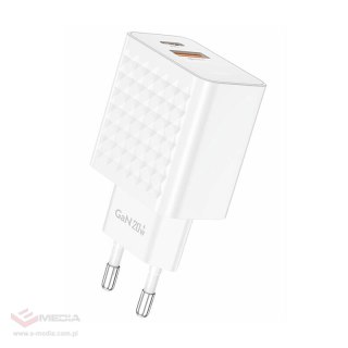 Ładowarka sieciowa Foneng EU42 USB-C+USB-A 20W + kabel USB-C - USB-C (biała)