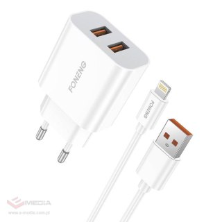 Ładowarka sieciowa Foneng EU45 12W, 2x USB + Kabel USB Lightning