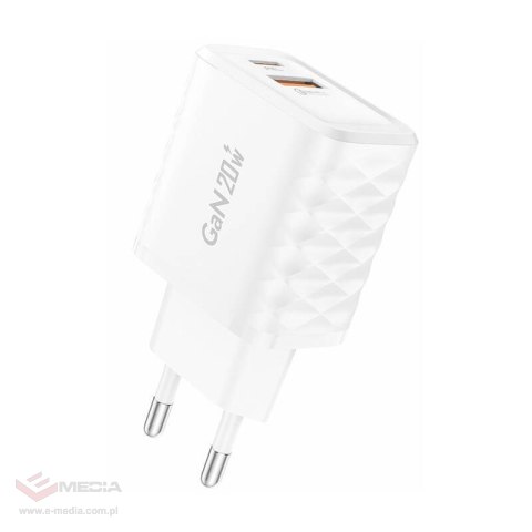 Ładowarka sieciowa Foneng EU56 1xUSB-A, 1xUSB-C, 20W (Biała) + kabel USB-C