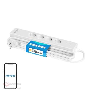 Inteligentna listwa zasilająca WiFi Meross MSS425FHK(EU), 4 gniazda + 4x USB (HomeKit)