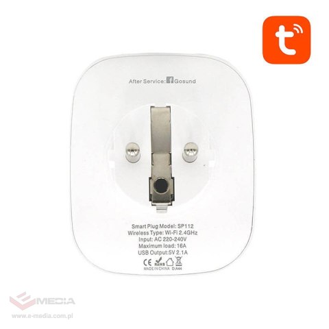 Inteligentne gniazdko WiFi Gosund SP112 2xUSB, 16A, Tuya