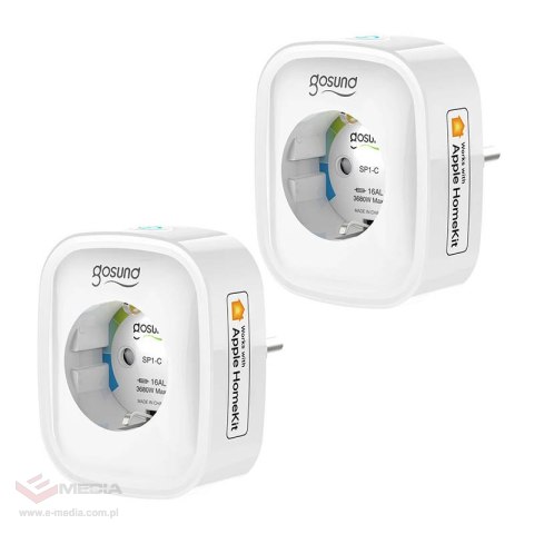 Inteligentne gniazdko WiFi Gosund SP1-H, 2 sztuki (HomeKit) (dwupak) 16A