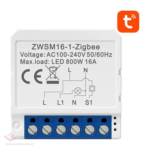 Inteligentny przełącznik dopuszkowy ZigBee Avatto ZWSM16-W1 TUYA