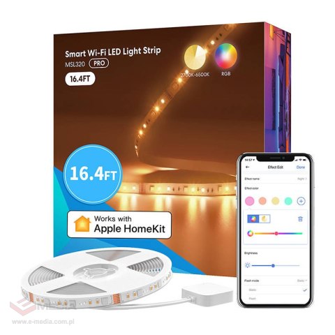 Inteligentna taśma LED RGBWW WiFi 5 metrów Meross MSL320 (Homekit)