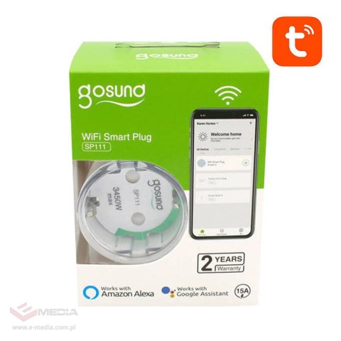 Inteligentne gniazdko WiFi Gosund SP111 3680W 16A, Tuya 2-pak