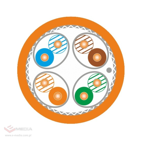 Kabel FTP kat.7 S/FTP 4x2x0,57 pomarańczowy LSOH NEKU