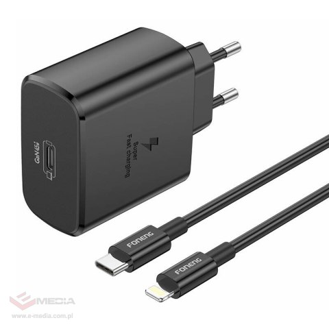 Ładowarka sieciowa Foneng EU62 USB-C 45W + kabel USB-C do lightning (czarna)