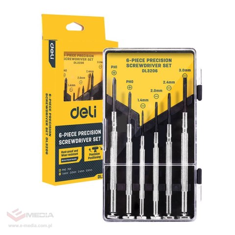 Zestaw wkrętaków precyzyjnych Deli Tools EDL3206, 6 sztuk