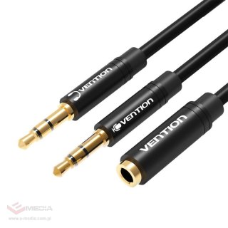 Kabel audio 2x 3,5mm męski do 3,5mm żeński Vention BBUBY 0,3m czarny