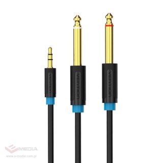 Kabel audio 3,5mm TRS do 2x 6,35mm Vention BACBF 1m czarny