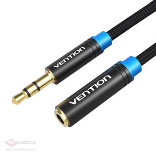 Kabel audio 3,5mm męsko-żeński w bawełnianym oplocie Vention VAB-B06-B200-M 2m czarny